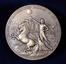 Medal commemorating Pierre Janssen and Norman Lockyer, French and English astronomers, 1868. Artist: Unknown