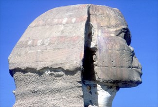 Closeup of head ofThe Sphinx, period of Khafre (Chephren), 4th Dynasty, 26th century BC. Artist: Unknown