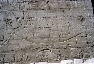 Relief showing the Solar Boat in the annual procesion, Temple of Amun, Karnak, 14th-13th century BC. Artist: Unknown
