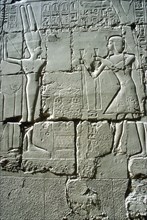 Relief of Rameses II offering to the fertility god Min, Temple of Amun, Karnak, Egypt. Artist: Unknown