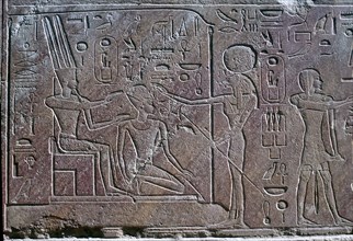 Relief showing Queen Hatshepsut receiving benediction, Temple of Amun, Karnak, Egypt, c1500 BC. Artist: Unknown