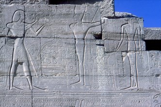 Relief showing Rameses II before Min, The Ramesseum, Temple of Rameses II, Luxor, Egypt, c1250 BC. Artist: Unknown