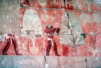 Wall painting:returning from the expedition, Temple of Queen Hatshepsut, Luxor, Egypt, c1470 BC. Artist: Unknown