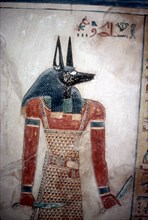 Wallpainting of Anubis (jackal-headed god), Valley of the Queens, Luxor, Egypt, c12th century BC. Artist: Unknown