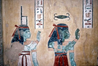 Wallpainting of the goddesses Isis & Neith, Valley of the Queens, Luxor, Egypt, c12th century BC. Artist: Unknown