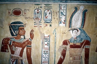 Wallpainting of Rameses III before Horus, Valley of the Queens, Luxor, Egypt, c12th century BC. Artist: Unknown