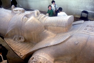 Head of colossal statue of Rameses II, Memphis, Egypt, c13th century BC. Artist: Unknown