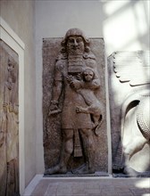 Assyrian sculpture of Gilgamesh holding a lion, Khorsabad, c8th century BC. Artist: Unknown