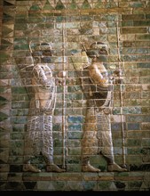 Glazed brick relief of archers from the Royal Guard, Palace of Darius I, Susa, Persian, 522-486 BC. Artist: Unknown