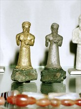 Gold and silver figurines of Elamite worshippers, near Temple of Inshushinak, Susa, 12th century BC. Artist: Unknown