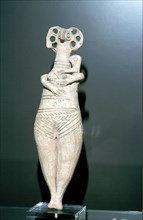 Terracotta mother-goddess with a child, Tyre, Bronze Age, 1400 - 1230 BC. Artist: Unknown