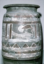 Terracotta pot with motif of bird eating a fish, Susa, c2000-c1940 BC. Artist: Unknown