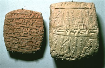 Hittite clay tablet and envelope, Kul-Tepe, c1900 BC. Artist: Unknown