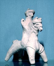 Neo-Hittite terracotta figurine of a horseman, Carcemish, 8th century BC. Artist: Unknown