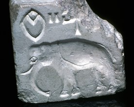 Steatite seal with Elephant, Indus Valley, Mohenjo-Daro, 2500 - 2000 BC. Artist: Unknown