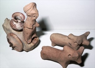 Terracotta model cart and bullocks, Indus Valley, Harappa, c3000- c2500 BC. Artist: Unknown