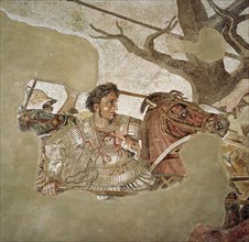 Roman mosaic of Alexander the Great at the Battle of Issus, Pompeii, Italy, (1st century AD).  Creator: Unknown.