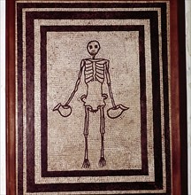 Roman mosaic of a skeleton, Pompeii, Italy. Artist: Unknown