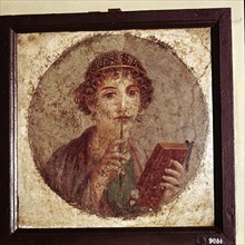 Portrait painting of "Sappho", Pompeii, Italy. Creator: Unknown.