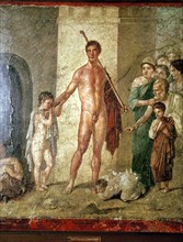 Roman wallpainting of Theseus after killing the Minotaur, Pompeii. Creator: Unknown.