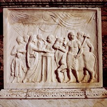 Sacrifice of an ox, Temple of Vespasian, Pompeii, Italy, 1st century.  Creator: Unknown.