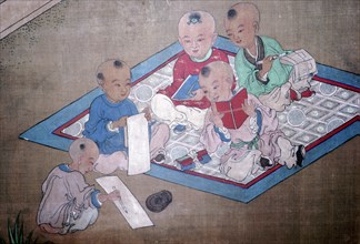 Children at play, Japanese painting, 18th century. Artist: Unknown