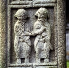 Two Celtic warrior chiefs, Clonmacnoise, Ireland. Artist: Unknown