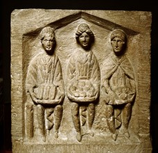 Relief of 3 mother-goddesses, Cirencester, Gloucestershire, England, Roman period. Artist: Unknown
