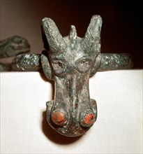 Celtic bronze harness mount (Horse head), Germany, 1st century. Artist: Unknown