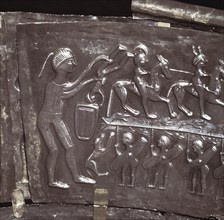 Detail from Gundestrup Cauldron, showing Warriors and horsemen, Danish, c100 BC. Artist: Unknown
