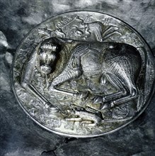 Detail from Gundestrup Cauldron, showing a Celtic bull sacrifice, Danish, c100 BC. Artist: Unknown