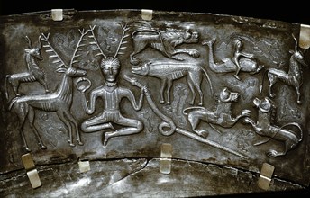 Detail of Gundestrup Cauldron, Celtic horned God Cernunnos, Danish, c100 BC. Artist: Unknown