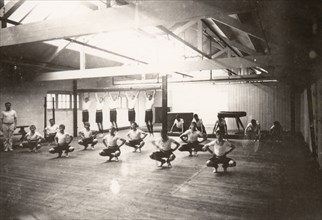 Boys in a indoor gym lesson, York, Yorkshire, 1910. Artist: Unknown