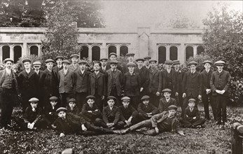 Rowntree boys on an outing pose in Bishopthorpe Palace Gardens, York, Yorkshire,1909. Artist: Unknown