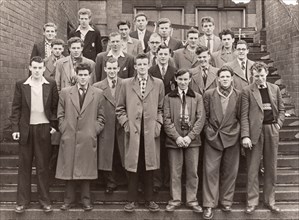 Group photo of staff bound for national service, York, Yorkshire, 1956. Artist: Unknown