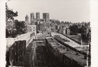 North Eastern Railway Carriages on the railway sidings at Tanner?s moat, York, Yorkshire, c1897. Artist: Unknown