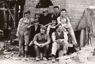 Builders, Rowntree factory, York, Yorkshire, 1937. Artist: Unknown