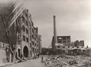 Bomb damage at the Caley factory, Norwich, Norfolk, 1942. Artist: Unknown