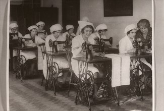 Girls in sewing class, Rowntree factory, York, Yorkshire, 1932. Artist: Unknown