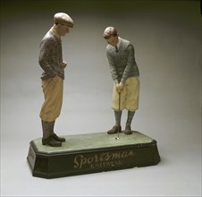 Hand-painted figures advertising Sportsman Knitwear, c1910. Artist: Unknown