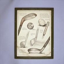 Early golf clubs, putters and balls. Artist: HB Martin