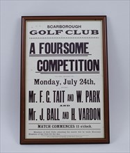 Poster advertising a match at Scarborough Golf Club, North Yorkshire, 1899. Artist: WJJ Cox