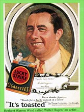 Walter Hagen advertising Lucky Strike cigarettes, c1930. Artist: Unknown