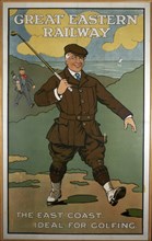 'The East Coast, Ideal for Golfing', Great Eastern Railway poster, early 1920s. Artist: John Hassall