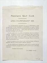 Members rules for Open Championship, Prestwick, 1925. Artist: Unknown