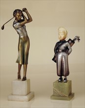 Cold painted bronze statues, 1930s. Artist: Unknown