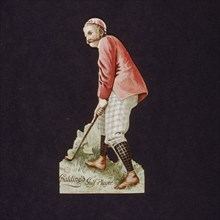 Victorian cut-out advertising Spalding golf balls and clubs, 19th century. Artist: Unknown