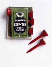Diamond Golf Tee book of matches, c1900. Artist: Unknown