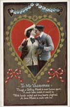 Valentine card with golfing theme, Germany, 1912. Artist: Unknown