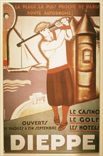 Advertisement for golfing resort in Dieppe, c1920s. Artist: Unknown